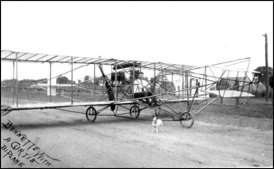 Prof. Bonnette in his Curtiss Biplane
