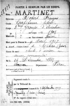 Robert Martinet's Death Certificate
