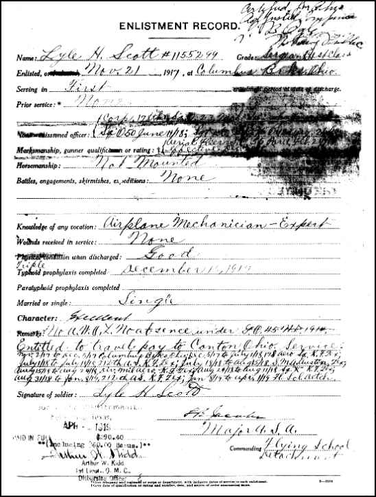 Lyle H. Scott Enlistment Record